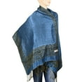 thumbnail image 1 of Falari Women's Pashmina Shawl Wrap Border Pattern Double Layered Scarf Blue, 1 of 4