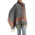 thumbnail image 1 of Falari Women's Pashmina Shawl Wrap Border Pattern Double Layered Scarf Dark Grey, 1 of 4