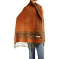thumbnail image 1 of Falari Women's Pashmina Shawl Wrap Border Pattern Double Layered Scarf Mustard, 1 of 4