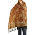 thumbnail image 1 of Falari Women's Reversible Paisley Woven Pashmina Shawl Wrap Scarf 80" x 27" Gold, 1 of 3