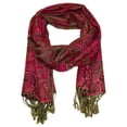 thumbnail image 1 of Falari Women's Reversible Paisley Woven Pashmina Shawl Wrap Scarf 80" x 27" Hot Pink, 1 of 3
