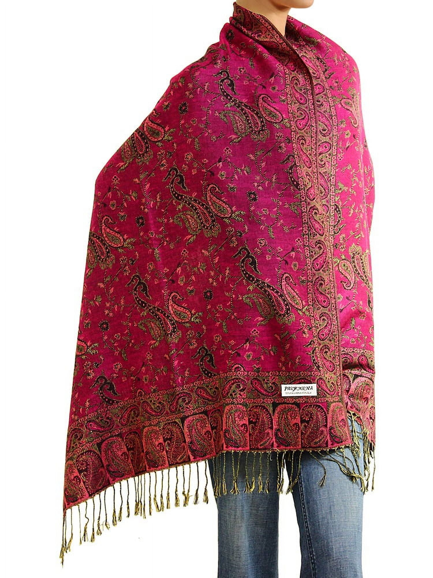 Falari Women's Reversible Paisley Woven Pashmina Shawl Wrap Scarf