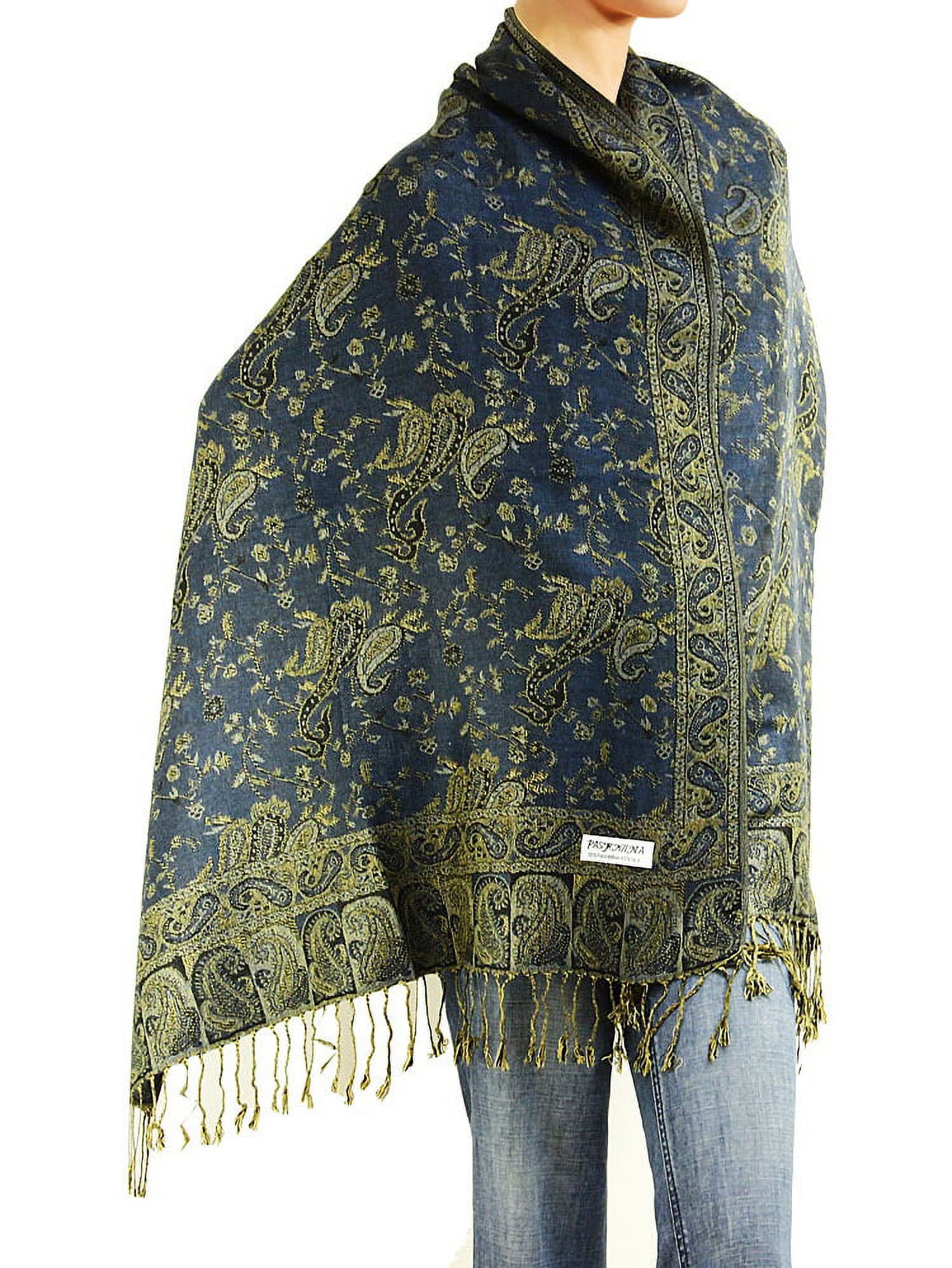 Châle Pashmina Femme Motif Paisley Cyan - 80 X 27 Pouces, Tissage Léger, Lavage Main - 6