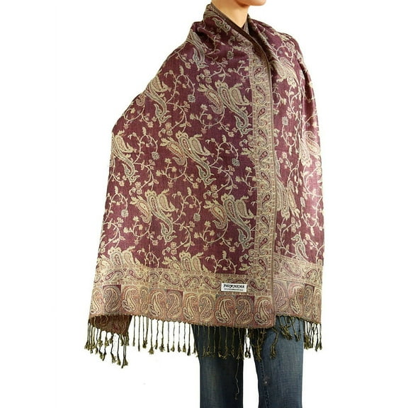 Falari Women's Reversible Paisley Woven Pashmina Shawl Wrap Scarf 80" x 27" Pink