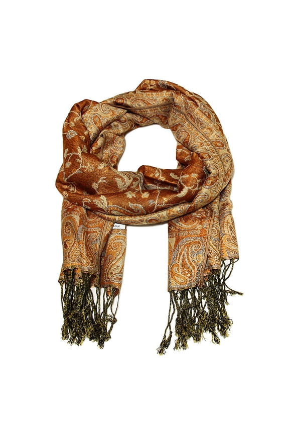Women's Reversible Pashmina Shawl Wrap Scarf, Gold