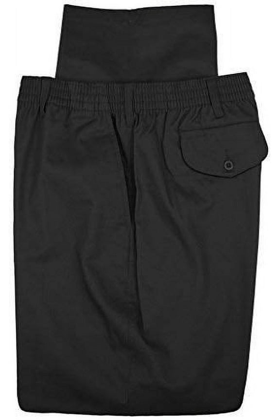 Big & Tall Men's Casual Twill Pants Full Elastic Waist (46W X 30L, Black)