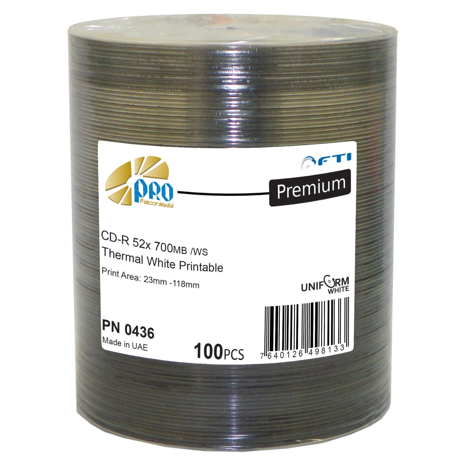 Falcon CD-R 80 Min 700mb, 52X, White Printable (Everest and Teac P55)-100 Pack