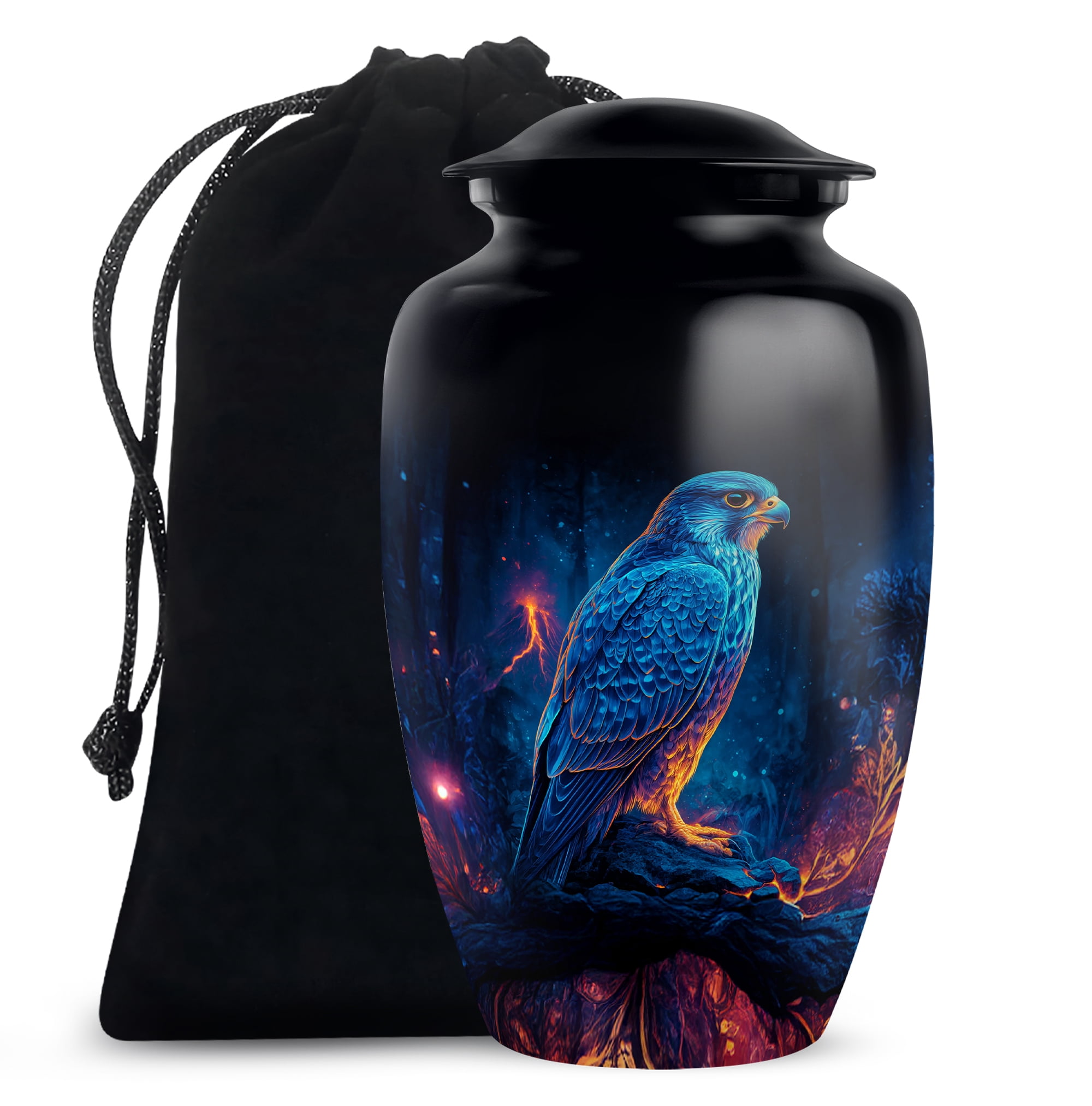 Falcon Cremation Urn For Human Ashes, Large Urns For Adult Human Ashes, Falcon Themed Cremation Urns For Ashes, Memorial Urn For Adult Male, (Size 10 Inch, 1 Pc)