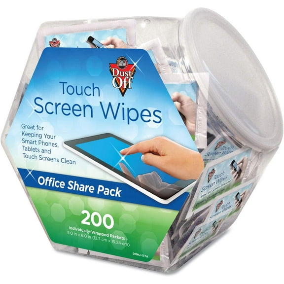 Falcon Dust-Off Touch Screen Wipes, Office Share Pack, 200/Pack (DMHJ)