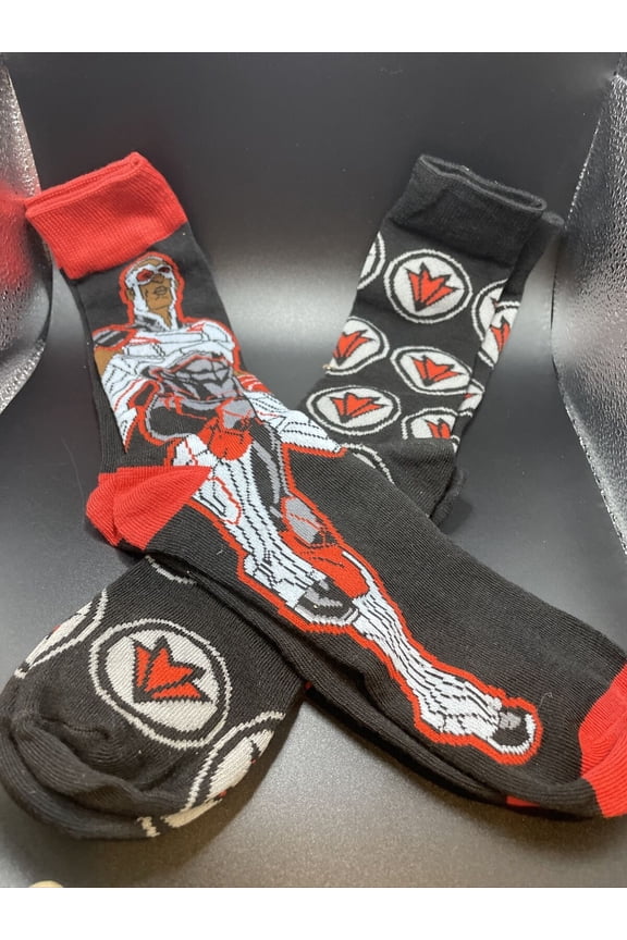 Falcon & Falcon Logo Red/Blk 2Pack Mens Socks Sz 6-12