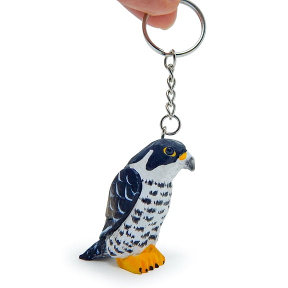 Falcon Hawk Bird Keychain Ring Hook Clip Charm Miniature Wood Mini Figurine Small Animal