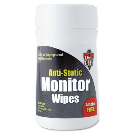 Falcon Safety Premoistened Monitor Cleaning Wipes, Cloth, 6 X 6.5, 80/tub