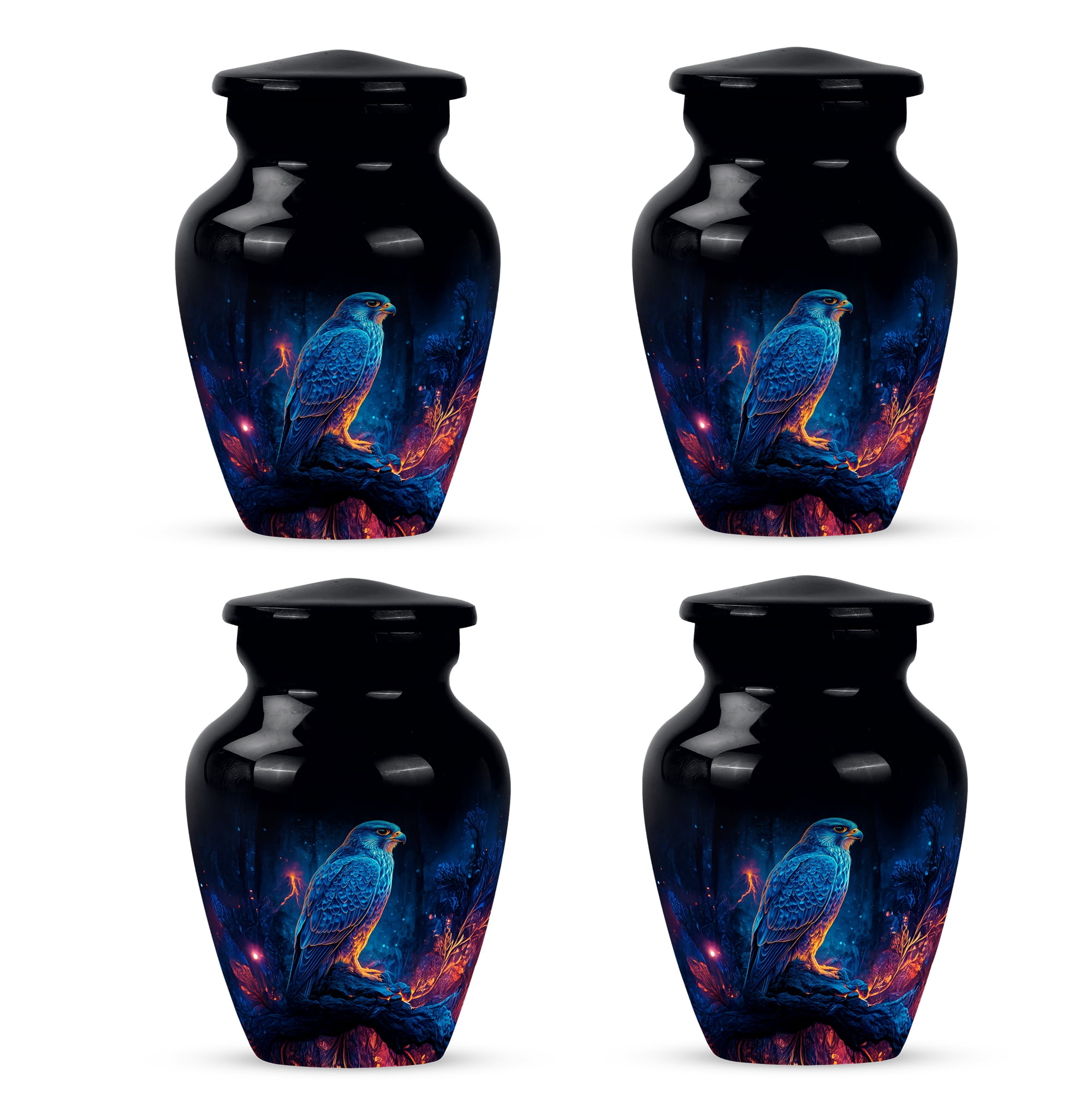 Falcon Small Cremation Urns For Human Ashes, Adult Urn For Human Ash Men, Urn For Human Ash Adult Female Funeral Urns For Adult Ashes Men, (Size 3 Inch Set Of 4)