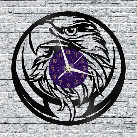 Falcon Vinyl Wall Clock, Vinyl Record Clock Wall Art Silent & Non-ticking(12 inchs P)