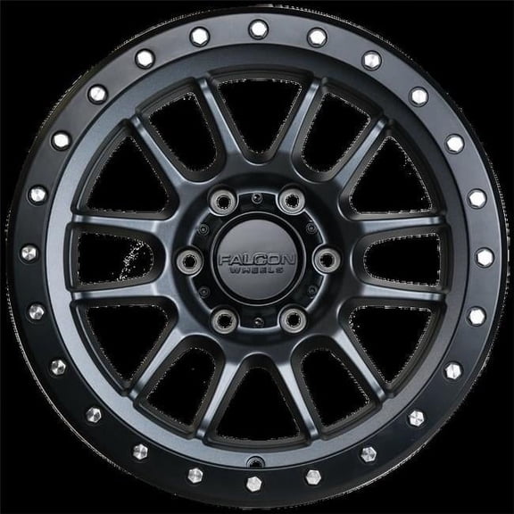 Falcon Wheels T7-7983-0-MGN 17 x 9 in. T7 Series Cast Aluminum Wheel, Matte Gunmetal with Black Ring