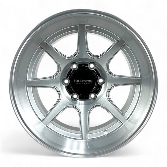 Falcon Wheels T8-7983-38-SVB 17 x 9 in. T8 Series Cast Aluminum Wheel, Silver Brush Face