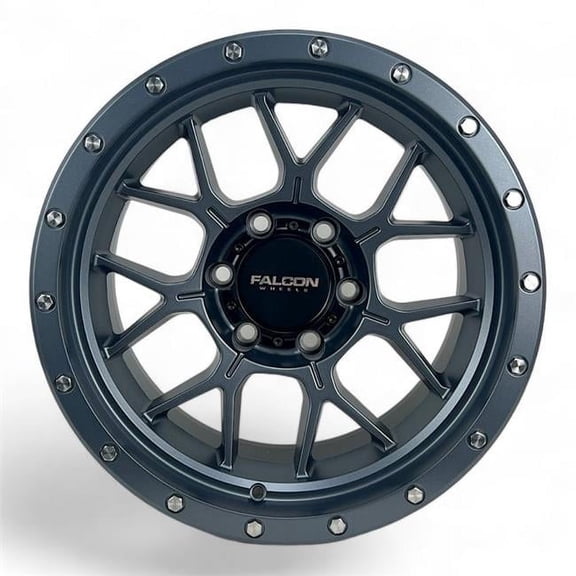 Falcon Wheels TX-7983-12-MGN 17 x 9 in. TX Titan Series Cast Aluminum Wheel, Matte Gunmetal with Black Ring