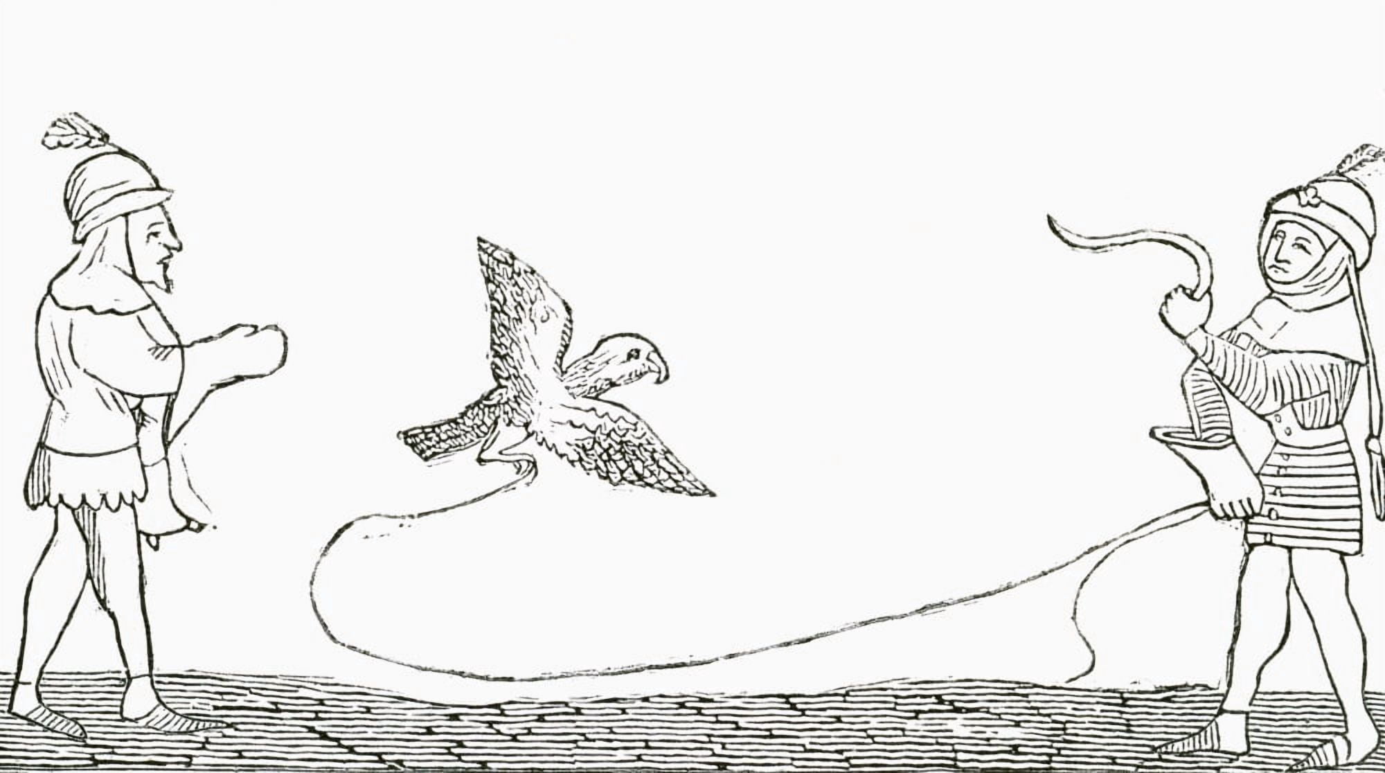 Falconry in the middle ages From Le Magasin Pittoresque published 1843 Canvas Art - Ken Welsh Design Pics (18 x 10)