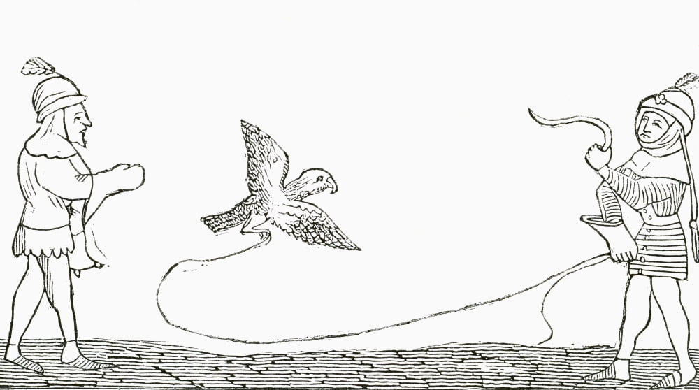 Falconry in the middle ages From Le Magasin Pittoresque published 1843 Canvas Art - Ken Welsh Design Pics (36 x 20)