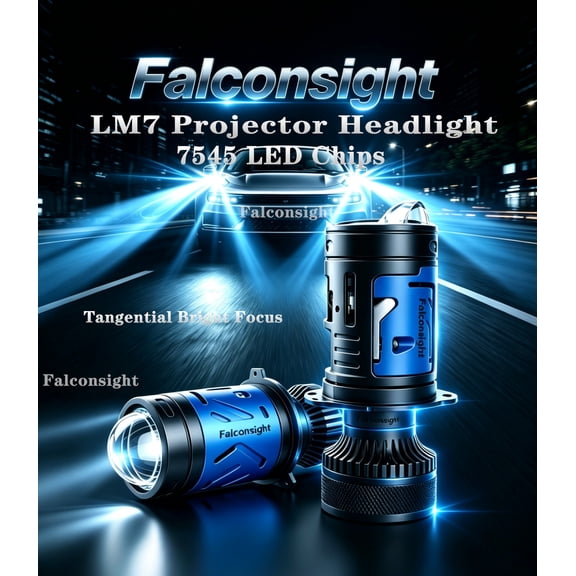 Falconsight LED headlights bulb 2 Bulb of H4 Light Super Bright Plug and Play Mini Projector 12V Anti-glare Laser split-type Easy to install