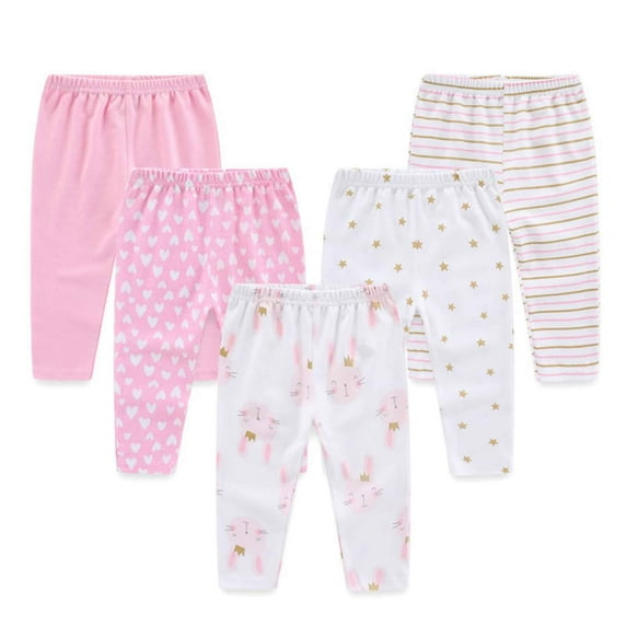 Falianni Baby Cotton Comfortable Everyday Essentials Pants,5-Pack,Sizes 0-12M