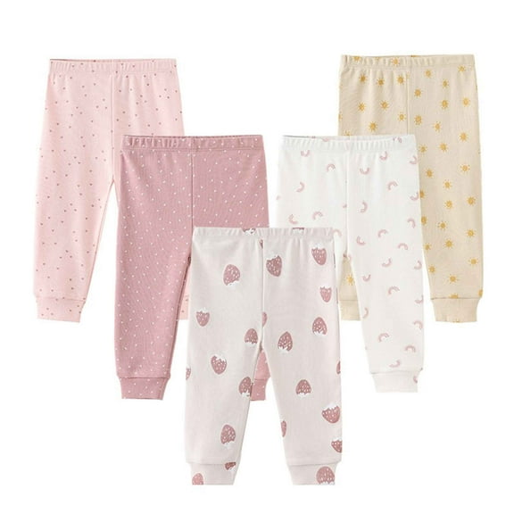 Falianni Baby Cotton Comfortable Everyday Essentials Pants,5-Pack,Sizes 0-12M