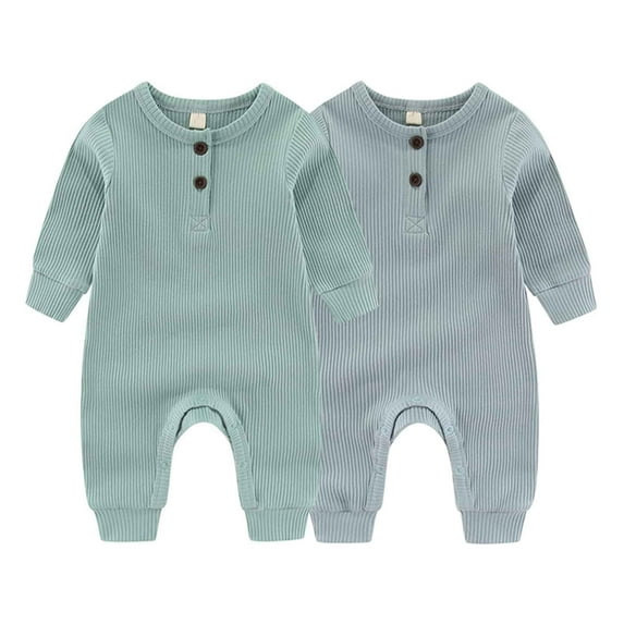 Falianni Fashion Solid Unisex Baby Boy Girl Rompers 2 Pack Long Sleeve Jumpsuits Infants Clothes Outfits