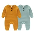 thumbnail image 1 of Falianni Fashion Solid Unisex Baby Boy Girl Rompers 2 Pack Long Sleeve Jumpsuits Infants Clothes Outfits, 1 of 10