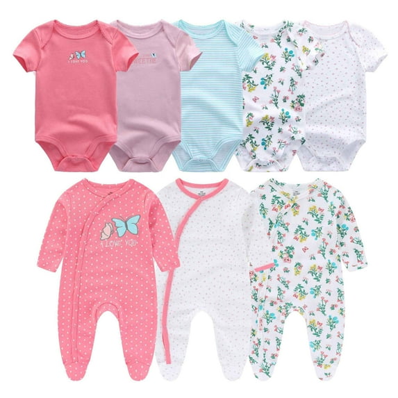Falianni Unisex Newborn Essential 8-Pieces Cotton Soft Baby Layette Gift Sets,0-12M