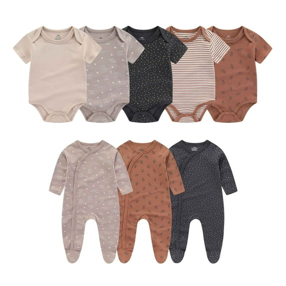 Falianni Unisex Newborn Essential 8-Pieces Cotton Soft Baby Layette Gift Sets,0-12M