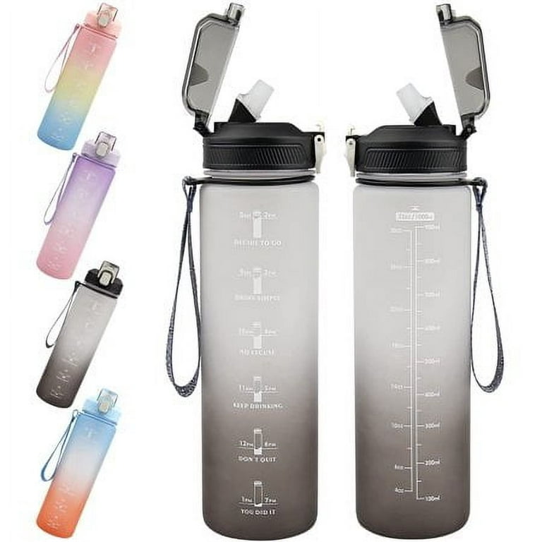 Brand New - 32oz Motivational Water Bottle with Time Marker and Straw