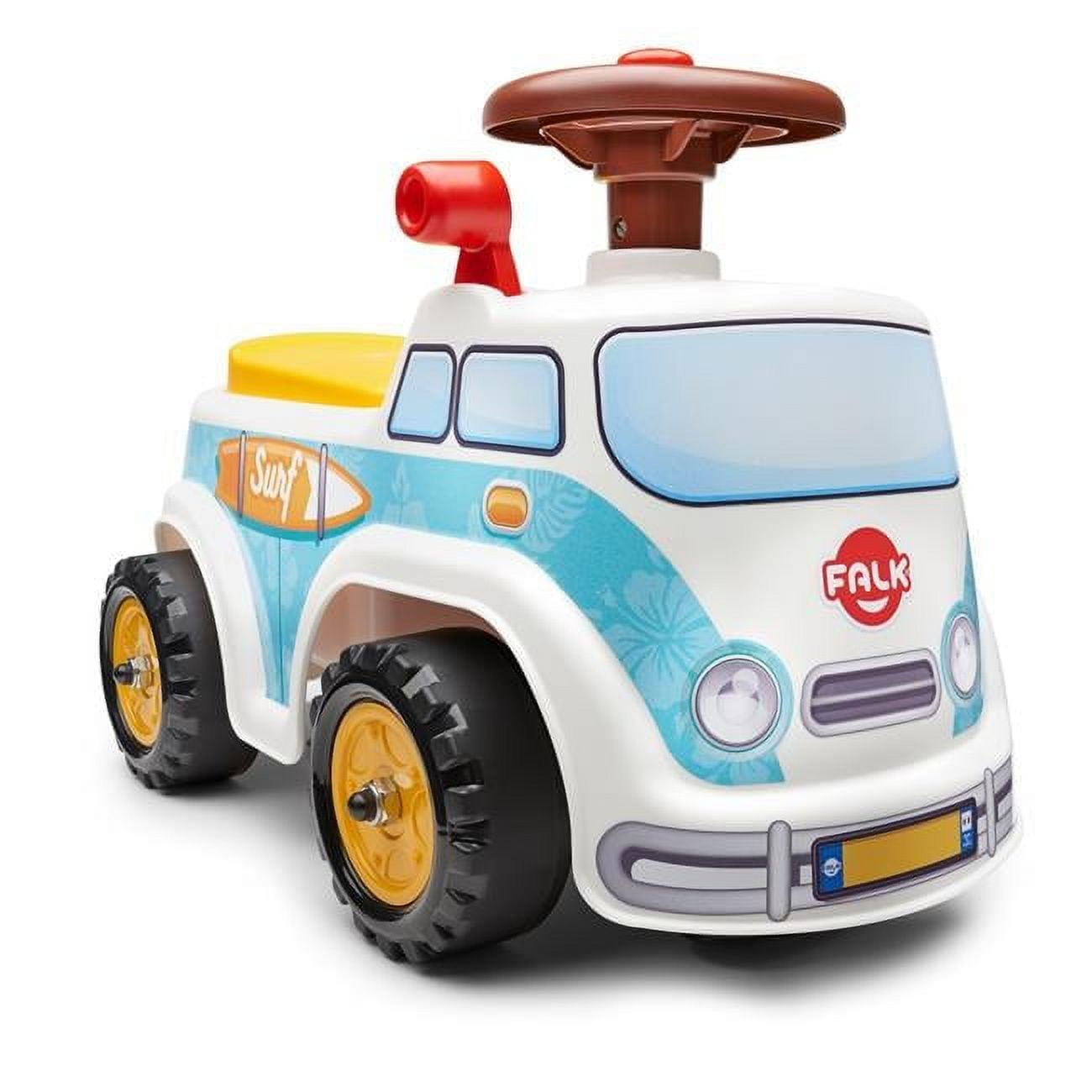 White and Blue Plastic Surfer Minivan Ride-On Toy