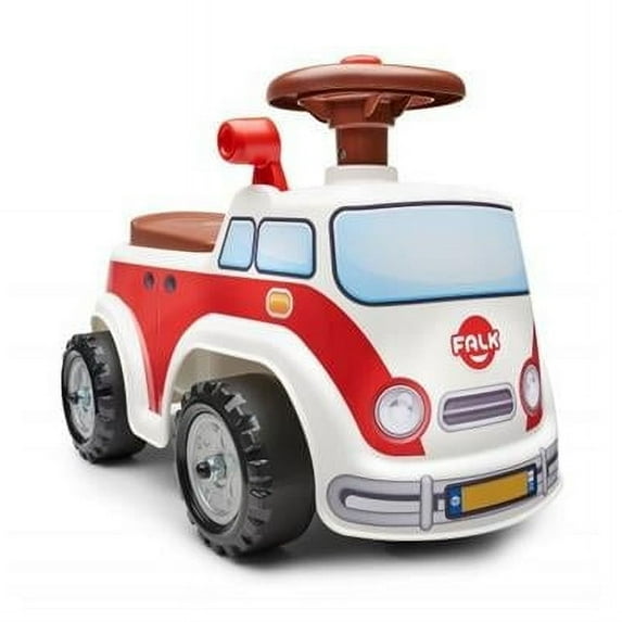 Falk FA703 14 x 12 x 22 in. Vintage Opening Seat & Steering Wheel Minivan with Horn Push Along & Ride On, White