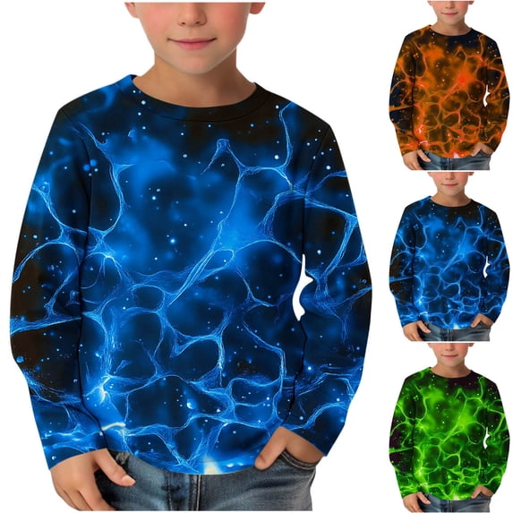 Falkdiz Boys Basic Shirts Long Sleeve Cute Pullover Party Casual Crew Neck Graphic Tshirts for Boys Stylish,Green,Size: 13