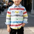 thumbnail image 1 of Falkdiz Boys Long Sleeve Shirts Striped Button Up Back to School with Pockets Casual Trendy Tops for Boys Graphic,Multicolor,Size: 2-3, 1 of 8