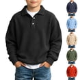 thumbnail image 1 of Falkdiz Boys Long Sleeve Shirts Waffle Winter Pullover Outdoor Button Casual Trendy Solid Color Tshirts for Boys,Black,Size: 11, 1 of 9
