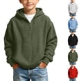 thumbnail image 1 of Falkdiz Boys Waffle Sweatshirts 1/4 Zipper Winter Pullover Outdoor Long Sleeve Casual Solid Color Shirts for Boys Hooded,Army Green,Size: 3-4, 1 of 9