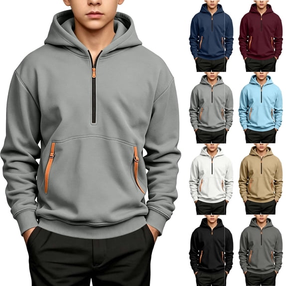Falkdiz Boys Warm Fleece Shirts Long Sleeve Winter Pullover 1/4 Zipper Outdoor Casual Stylish Tshirts for Boys Hooded,Navy,Size: 9-10