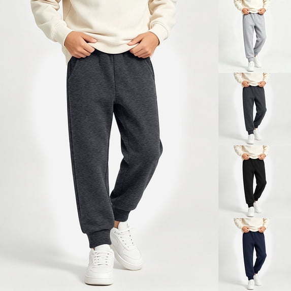 Falkdiz Cotton Pants for Boys Back to School Comfy Pockets Sport Joggers Pantalones Relaxed fit Trendy Boys Trousers, Dark Gray, Size: 5-6 Years
