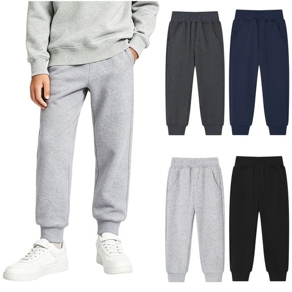 Falkdiz Cotton Pants for Boys Joggers Back to School Pockets Pantalones Stylish Sport Comfy Relaxed fit Boys Trousers, Black, Size: 4-5 Years