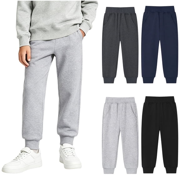 Falkdiz Cotton Pants for Boys Joggers Back to School Pockets Pantalones Stylish Sport Comfy Relaxed fit Boys Trousers, Black, Size: 4-5 Years