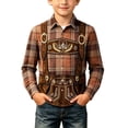 thumbnail image 1 of Falkdiz Denim Style Shirts for Boys Plaid Button Up Vintage Long Sleeve Casual Graphic Boys Tops Travel,Brown,Size: 2, 1 of 6