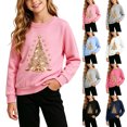 thumbnail image 1 of Falkdiz Girls Long Sleeve Shirts Christmas Winter Tops Outdoor Fashion School Graphic Pullover for Girls Hoilday , Pink , Size: 2-3Years, 1 of 7