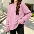 thumbnail image 1 of Falkdiz Long Sleeve With Mitten-Style Cuffs Shirts for Girls Warm Comfy Tops Winter Outdoor Party Crew Neck Girls Pullover Solid Color , Pink , Size: 7-8 Years, 1 of 7