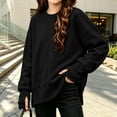 thumbnail image 1 of Falkdiz Girls Comfy Shirts Outdoor Long Sleeve With Mitten-Style Cuffs Tops Winter Warm School Party Pullover for Girls Solid Color , Black , Size: 5-6 Years, 1 of 7