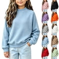 thumbnail image 1 of Falkdiz Girls Long Sleeve Shirts Waffle Loose Tops Outdoor Winter Casual Party Pullover for Girls Crew Neck , Light Blue , Size: 13-14 Years, 1 of 6