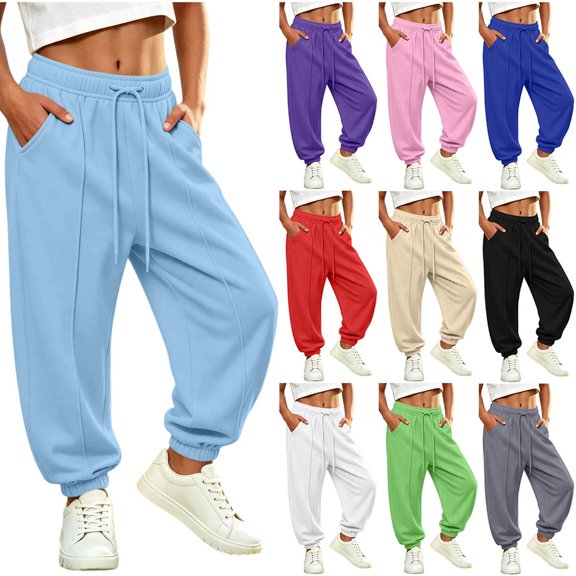 Falkdiz Girls Solid Color Sweatpants Sport Drawstring Pockets Winter Pantalones Relaxed fit Joggers Casual Pants for Girls , Black , Size: 5-6Years