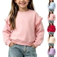 thumbnail image 1 of Falkdiz Girls Sweatshirts Crew Neck Warm Fleece Outdoor Pullover Cotton Crew Neck School Solid Color Long Sleeve Party Tops for Girls , Pink , Size: 11-12 Years, 1 of 7