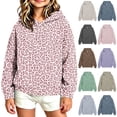 thumbnail image 1 of Falkdiz Hooded Sweatshirts for Girls Leopard Print Warm Pullover Cute Outdoor Long Sleeve Party Gifts Girls Tops Winter , Black , Size: 5-6 Years, 1 of 6