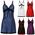 thumbnail image 1 of Falkdiz Lace Satin Spaghetti strap Nightgowns for Women Side slit Soft Sleeveless Casual V Neck Stylish Womens Sleepwear Solid Color, 1 of 3
